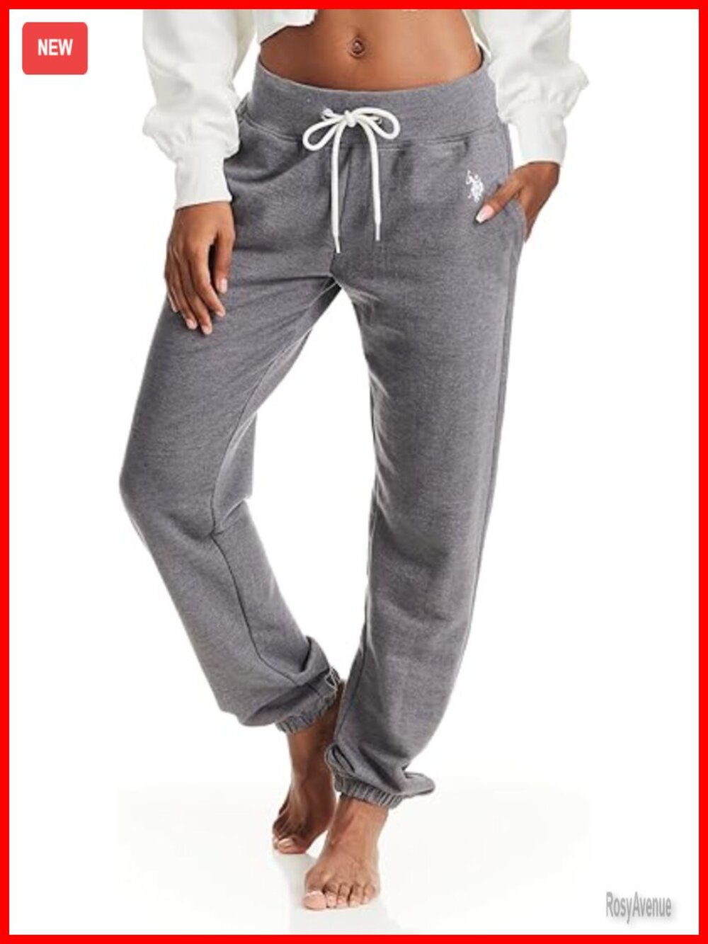 French Terry Sweatpants with Pockets, Jogger or Cuffed Leg, Mid Rise